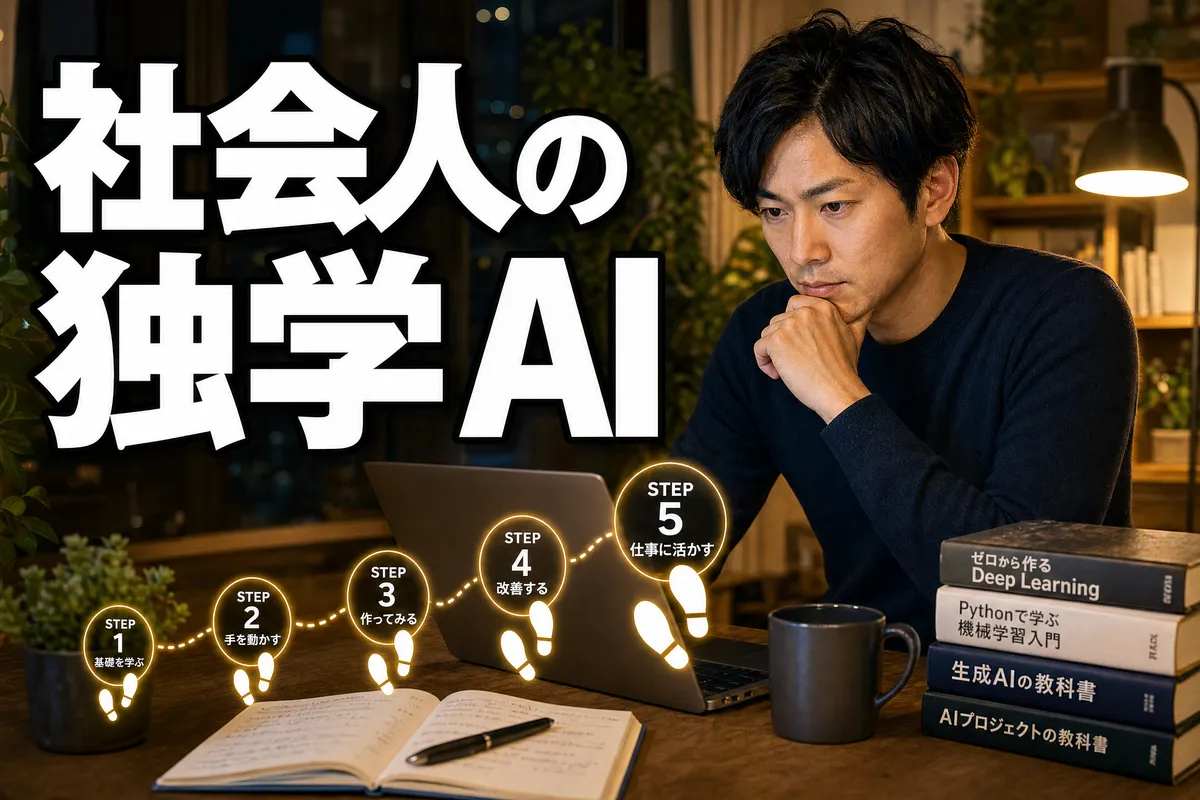 社会人が独学でAIを学ぶ方法｜挫折しない5つのステップ